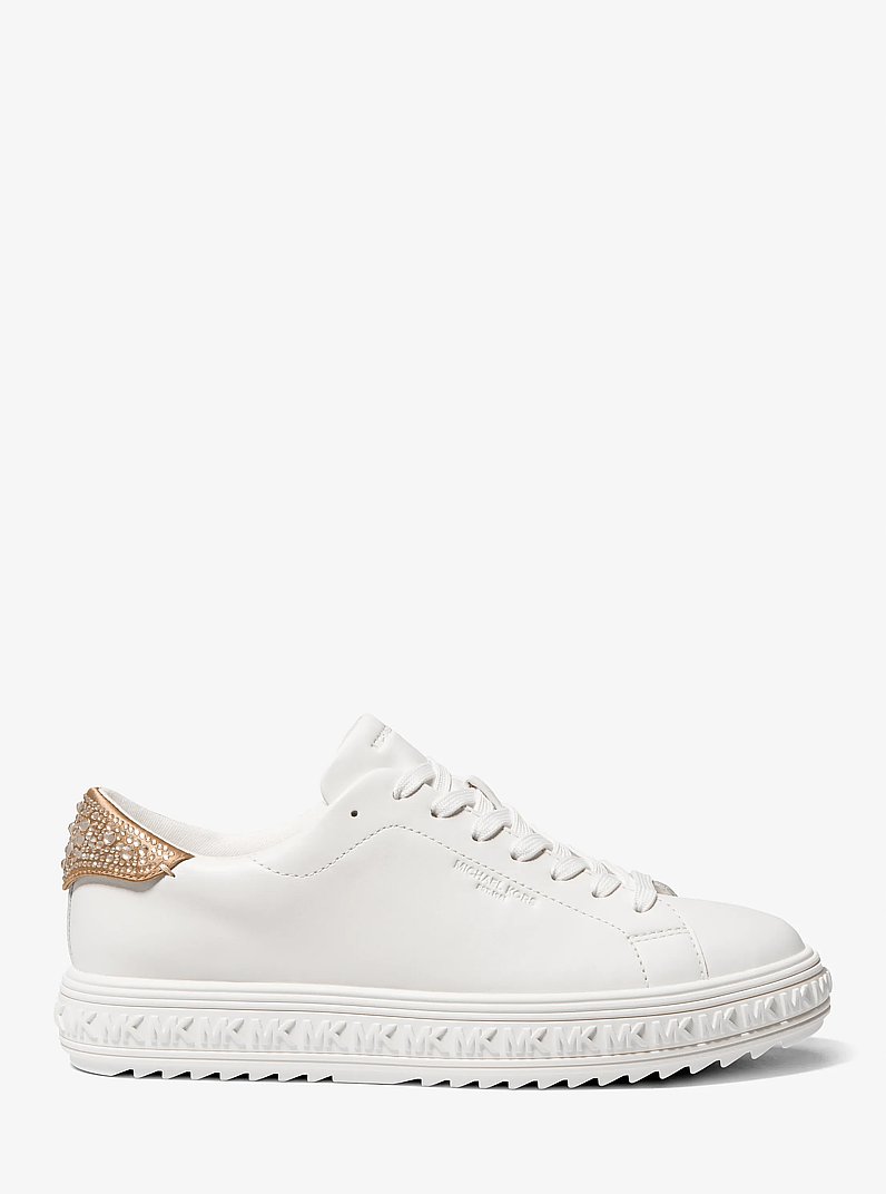 Grove Embellished Leather Sneaker in CAMEL | Michael Kors