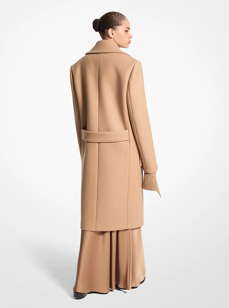 Wool Melton Double-Breasted Coat in CAPPUCCINO - Sale | Michael