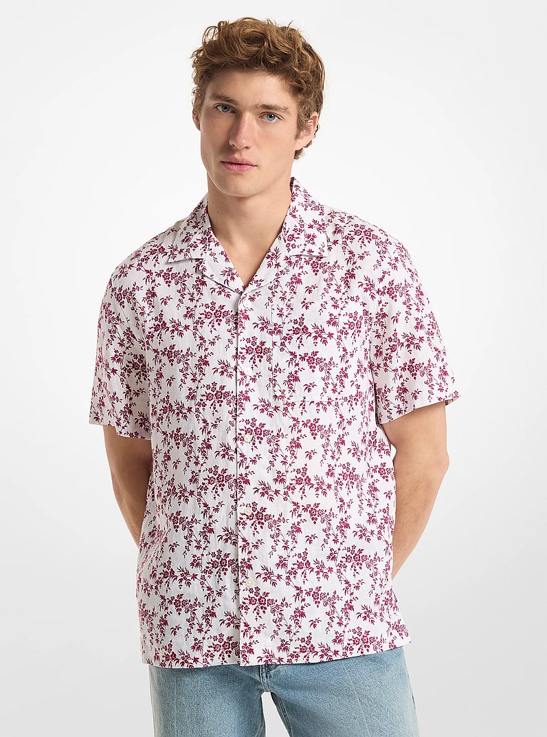 Hemd aus Leinen mit Blumenmuster in WEISS | Michael Kors