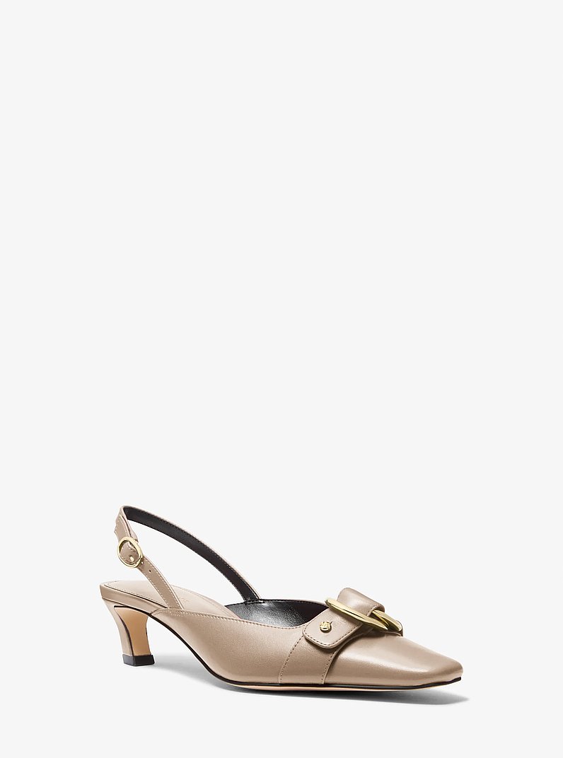 Jaden Leather Slingback Kitten Pump in BIRCH | Michael Kors