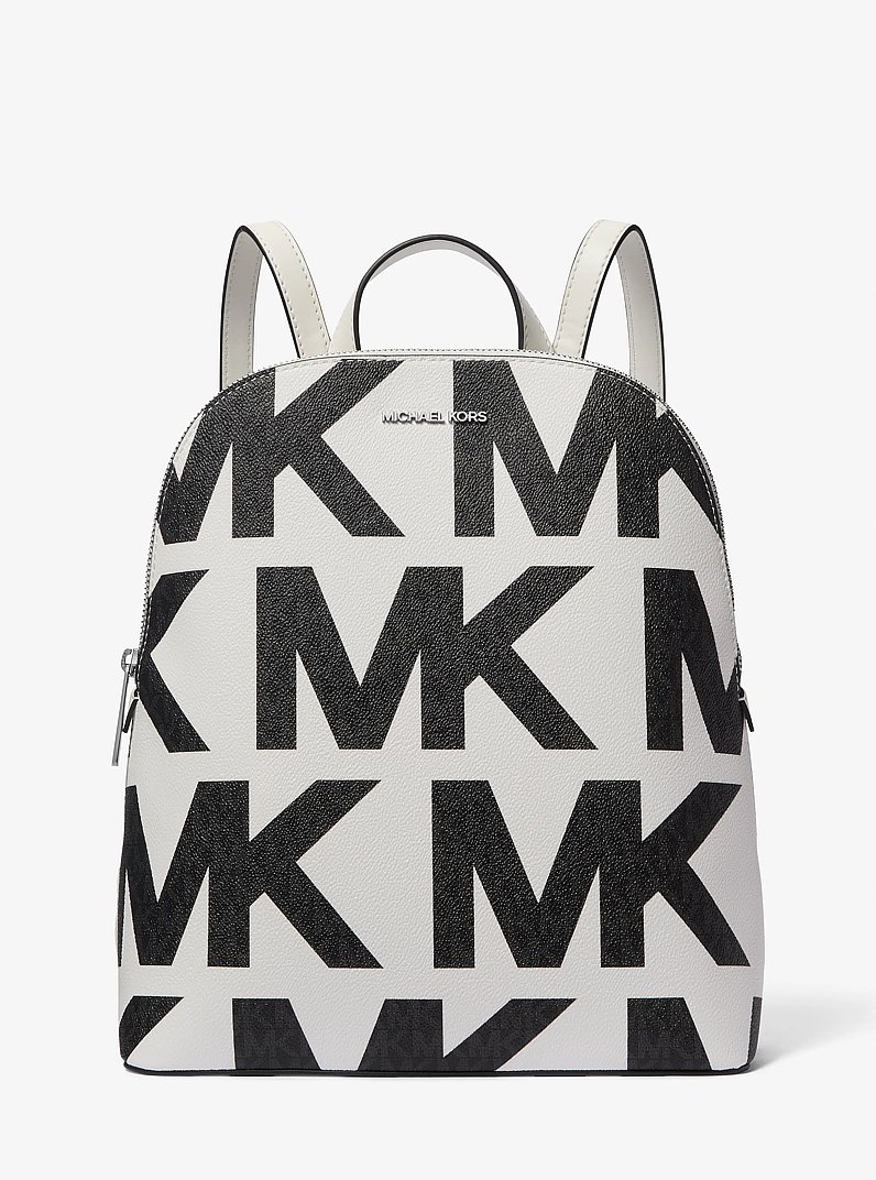 Cindy Large Graphic Logo Backpack in OPTIC WHITE/BLK | Michael Kors