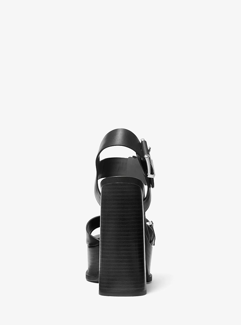 Colby Leather Platform Sandal in BLACK | Michael Kors