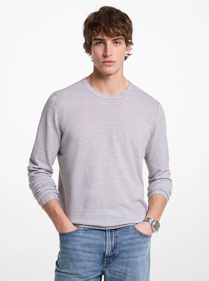 Linen and Cotton Sweater in NICKEL | Michael Kors
