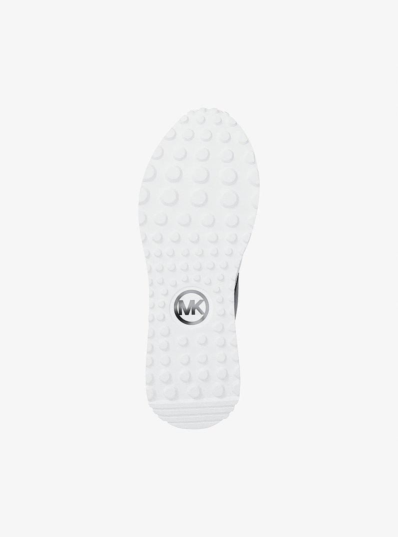 Dax Stretch Knit and Signature Logo Trainer in OPTIC WHITE/BLK | Michael Kors