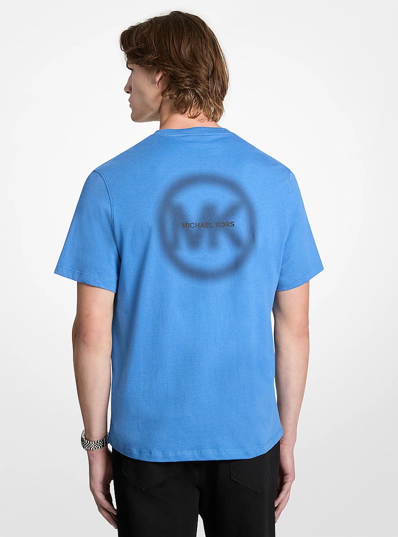 Printed Cotton T-Shirt in VINTAGE BLUE | Michael Kors