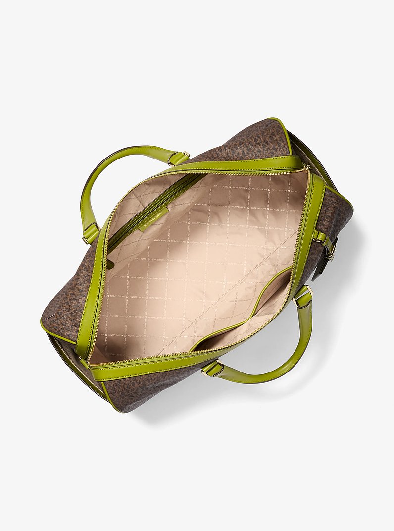 Bedford Travel Extra-Large Signature Logo Stripe Weekender Bag in MEADOW GREEN | Michael Kors