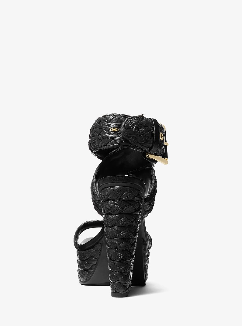 Rhoda Woven Platform Sandal in BLACK | Michael Kors