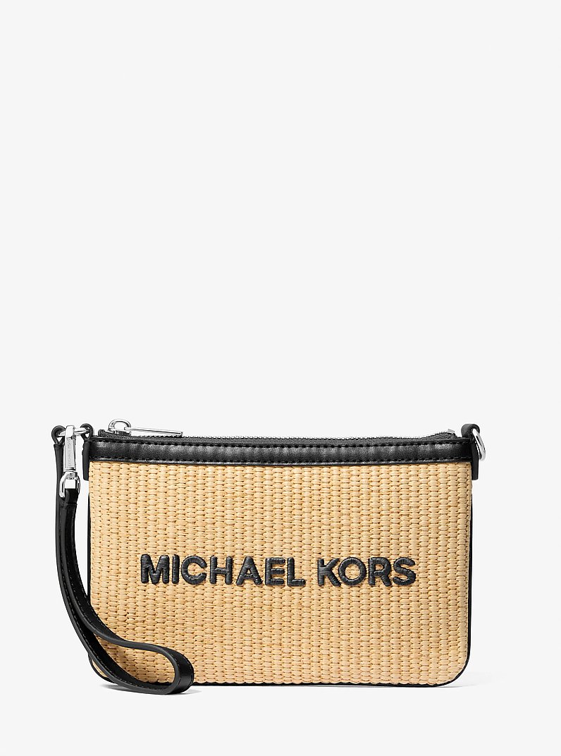 Jet Set Travel Small Woven Wristlet in BLACK | Michael Kors