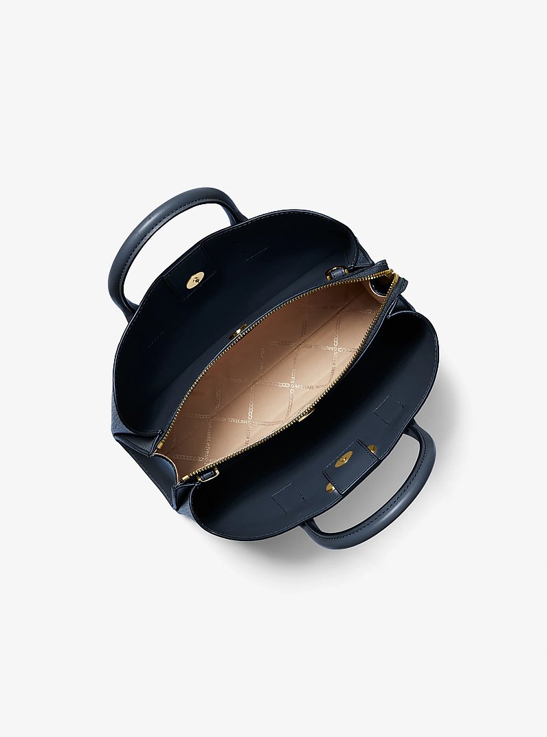 Ruthie Small Pebbled Leather Satchel in NAVY | Michael Kors