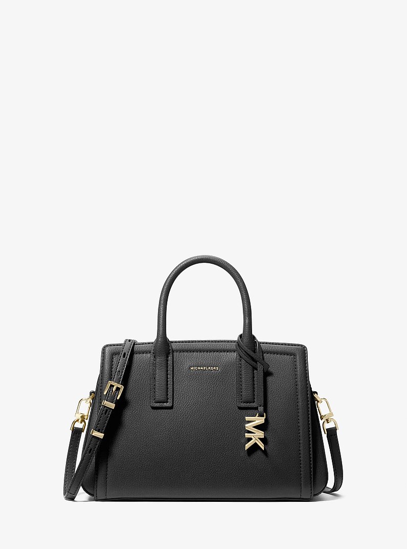 Laila Small Pebbled Leather Satchel in BLACK | Michael Kors
