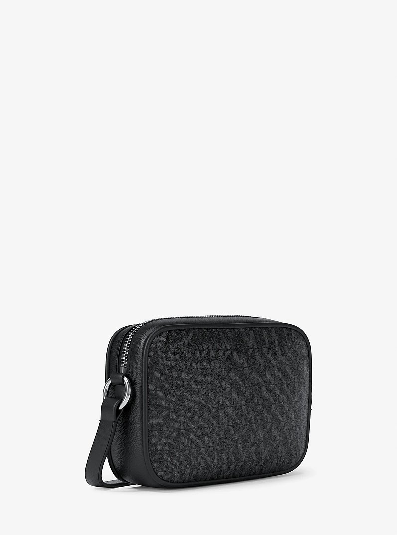 Jet Set Travel Small Signature Logo Camera Crossbody Bag in BLACK | Michael Kors