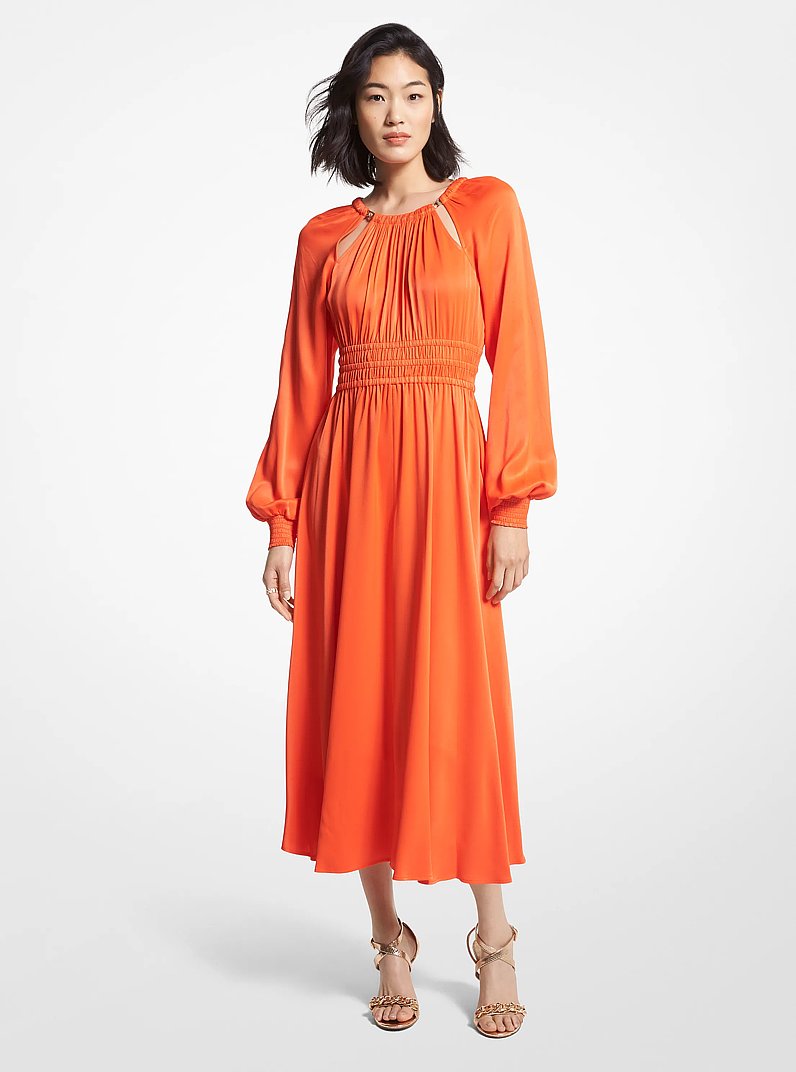Midikleid aus Charmeuse mit Aussparungen in OPTIC ORANGE | Michael Kors