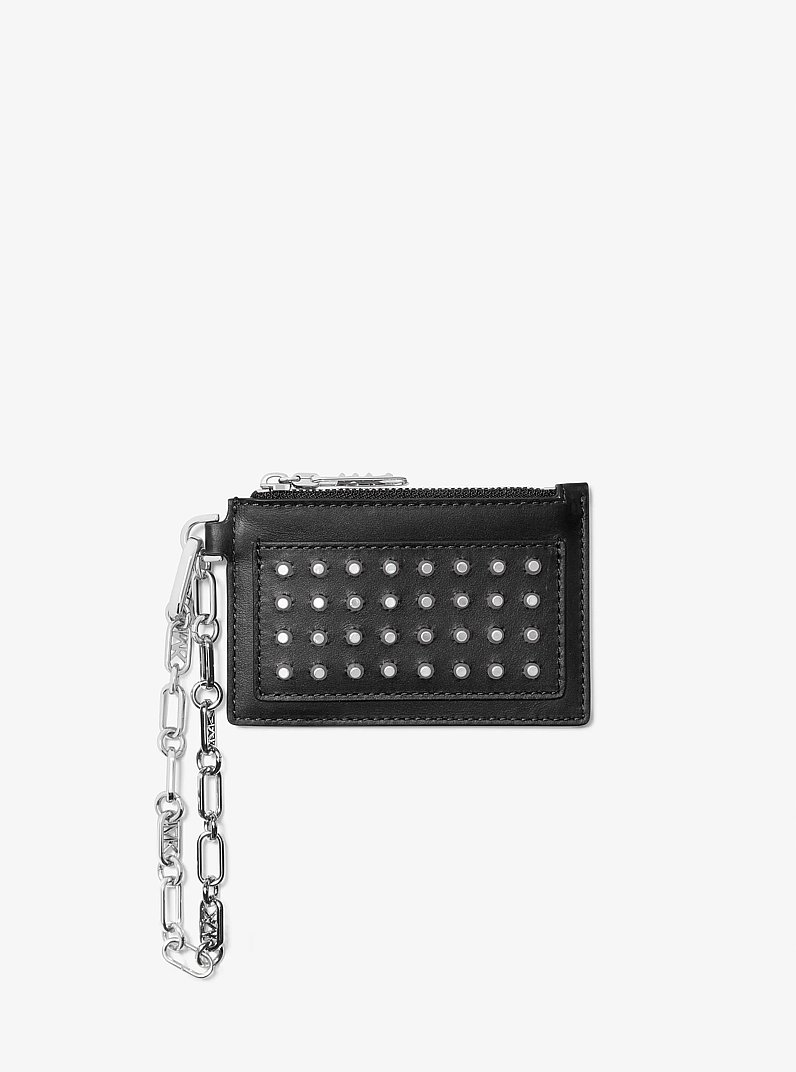 Empire Small Studded Leather Chain-Link Card Case