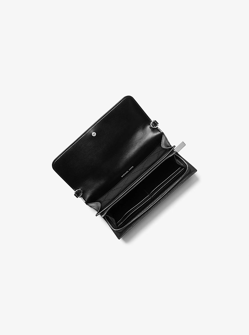 Wandelbare 2-in-1-Umh&auml;ngetasche Jet Set Large aus Saffianleder in SCHWARZ | Michael Kors