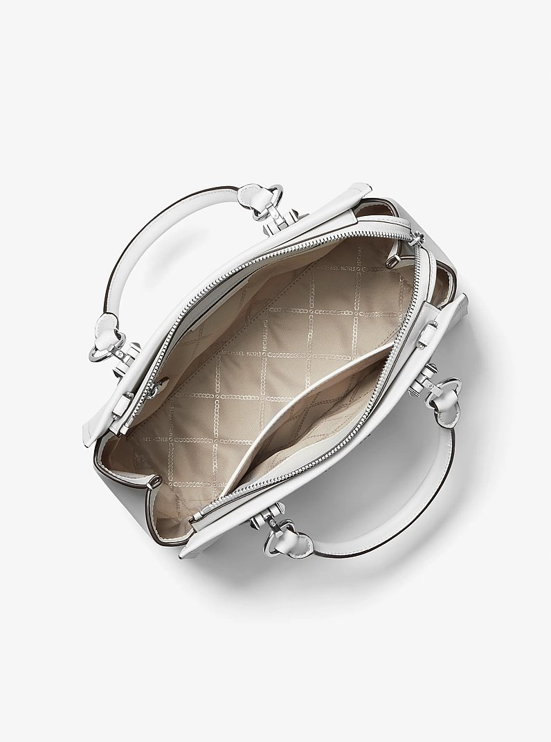 Sac &agrave; main Marilyn de taille moyenne en cuir Saffiano in BLANC OPTIQUE | Michael Kors