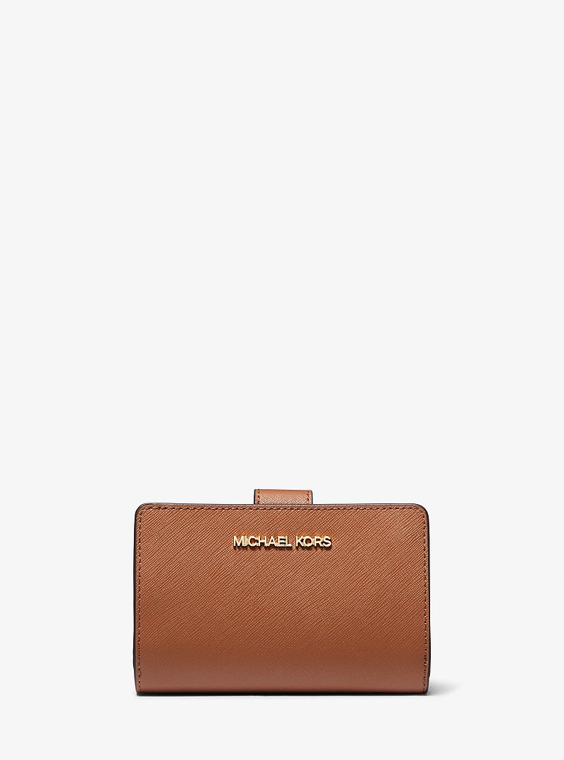 Medium Crossgrain Leather Wallet in LUGGAGE | Michael Kors