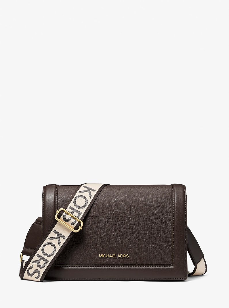 Jet Set Large Saffiano Leather Crossbody Bag in CHOCOLATE | Michael Kors