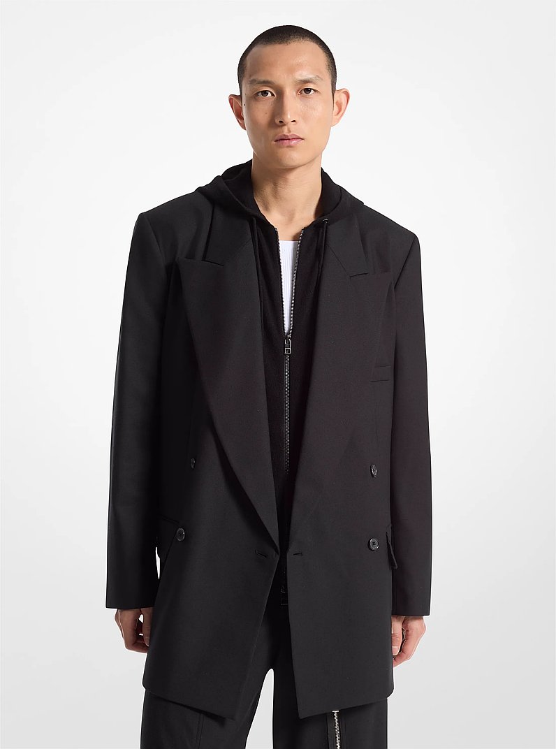 Blazer de franela de lana el&aacute;stica con doble botonadura in NEGRO | Michael Kors