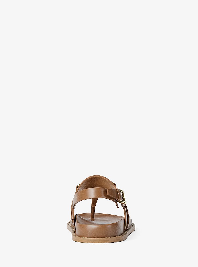 Carson Leather T-Strap Sandal in LUGGAGE | Michael Kors
