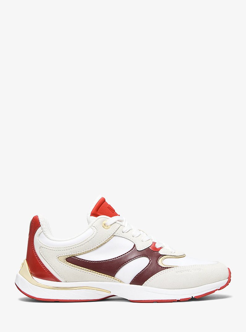 Riley Mixed-Media Trainer in OXBLOOD MLTI | Michael Kors