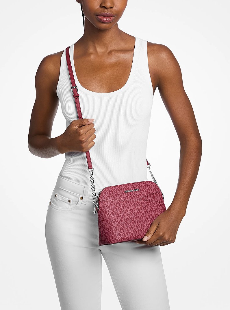 Jet Set Travel Medium Logo Dome Crossbody Bag in GRANATE | Michael Kors