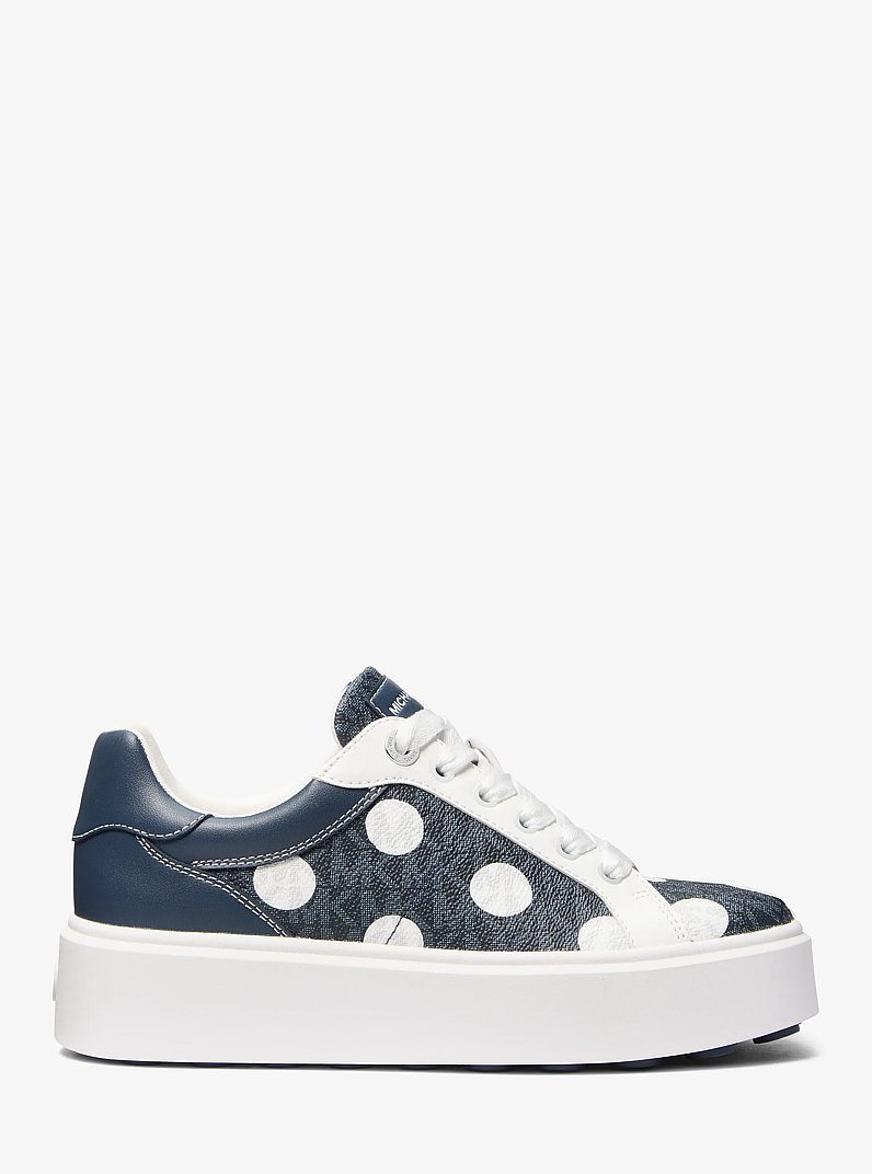 Romey Polka Dot Signature Logo Platform Sneaker in NAVY MULTI | Michael Kors