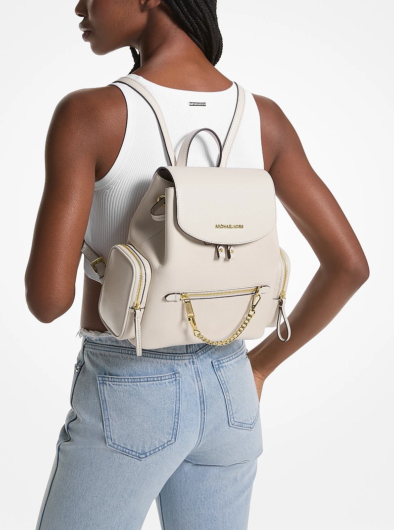 Mochila Jet Set mediana de piel granulada in CREMA CLARO | Michael Kors