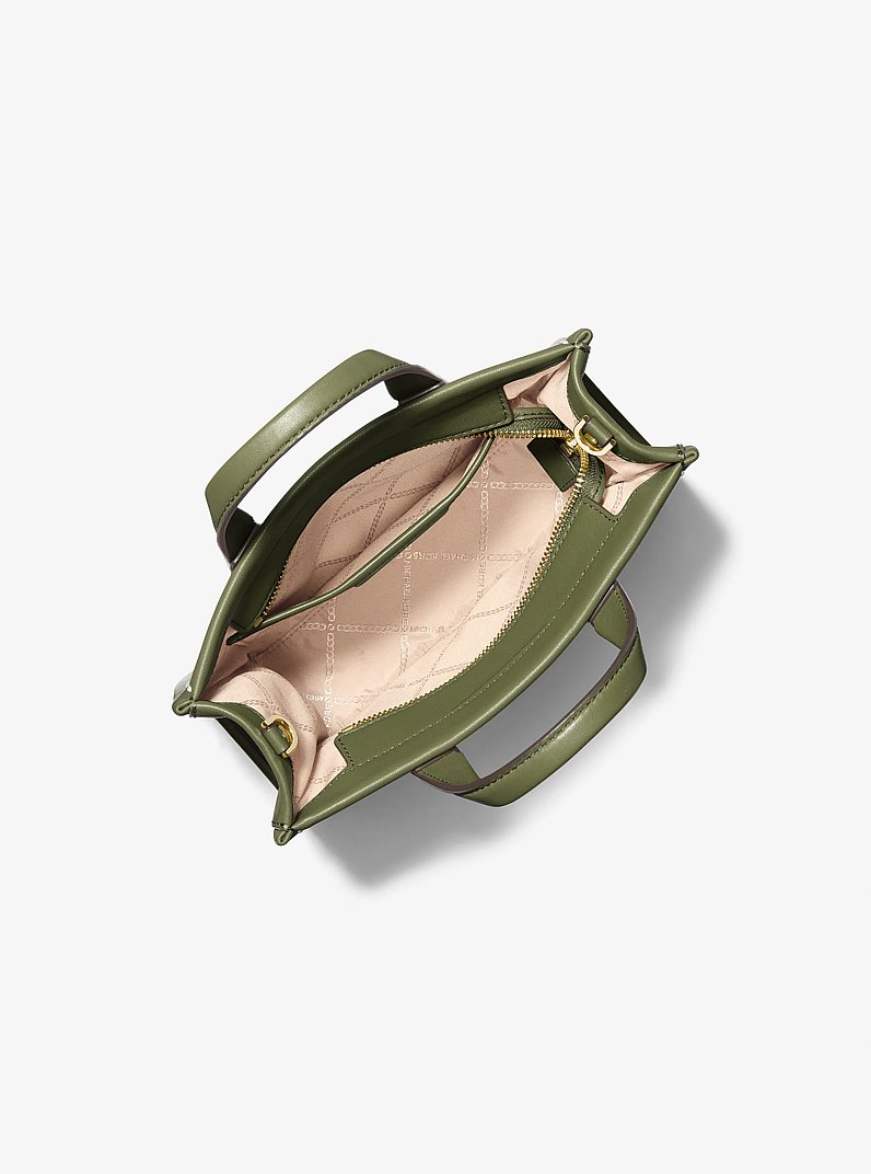 Gigi Small Topstitched Leather Messenger Bag