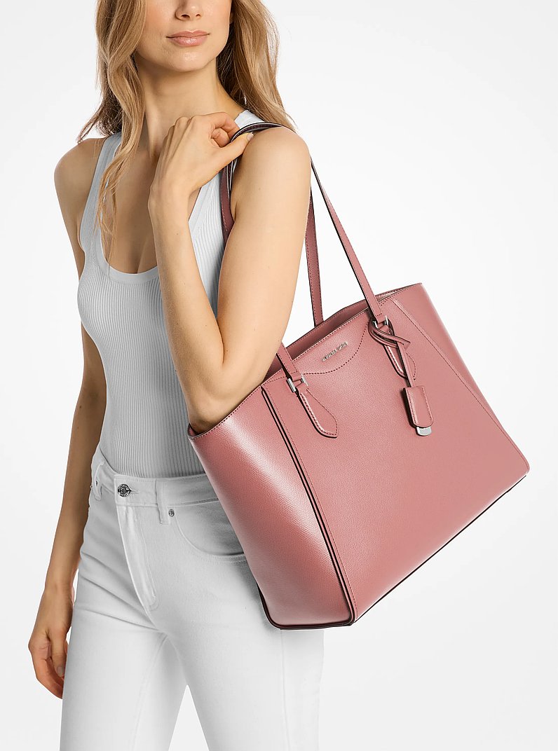 Taryn Large Leather Tote Bag in ROSE | Michael Kors