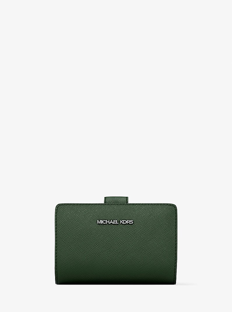 Jet Set Travel Medium Saffiano Leather Wallet in AMAZON GREEN | Michael Kors