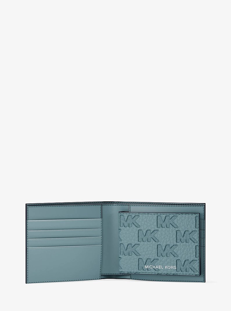 Hudson Logo Embossed Leather Billfold Wallet and Passcase in CHAMBRAY | Michael Kors