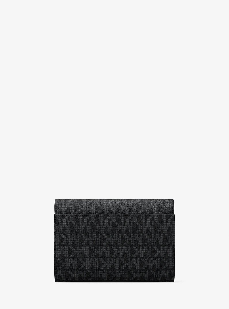 Portefeuille Jet Set 2 en 1 de taille moyenne &agrave; logo Signature in NOIR | Michael Kors