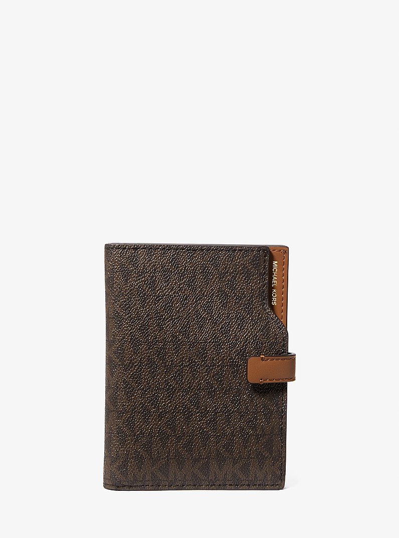 Jet Set Signature Logo Passport Wallet in BRN/ACORN | Michael Kors