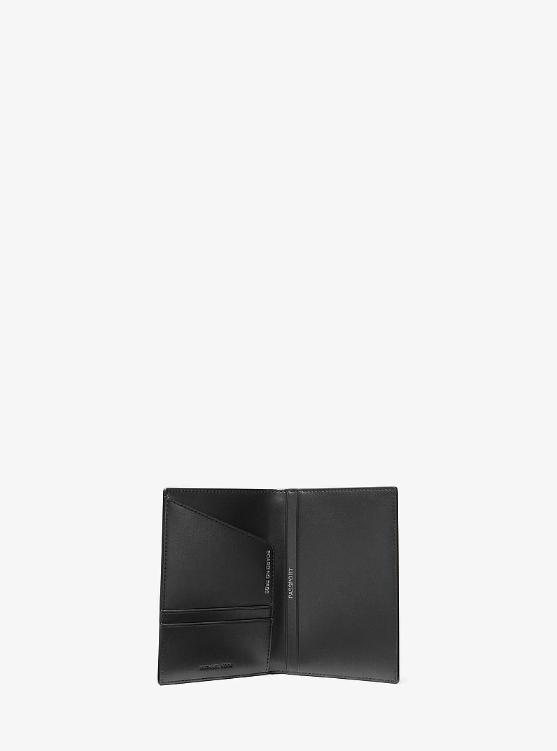 Saffiano Leather Passport Case and Luggage Tag Gift Set in BLACK | Michael Kors
