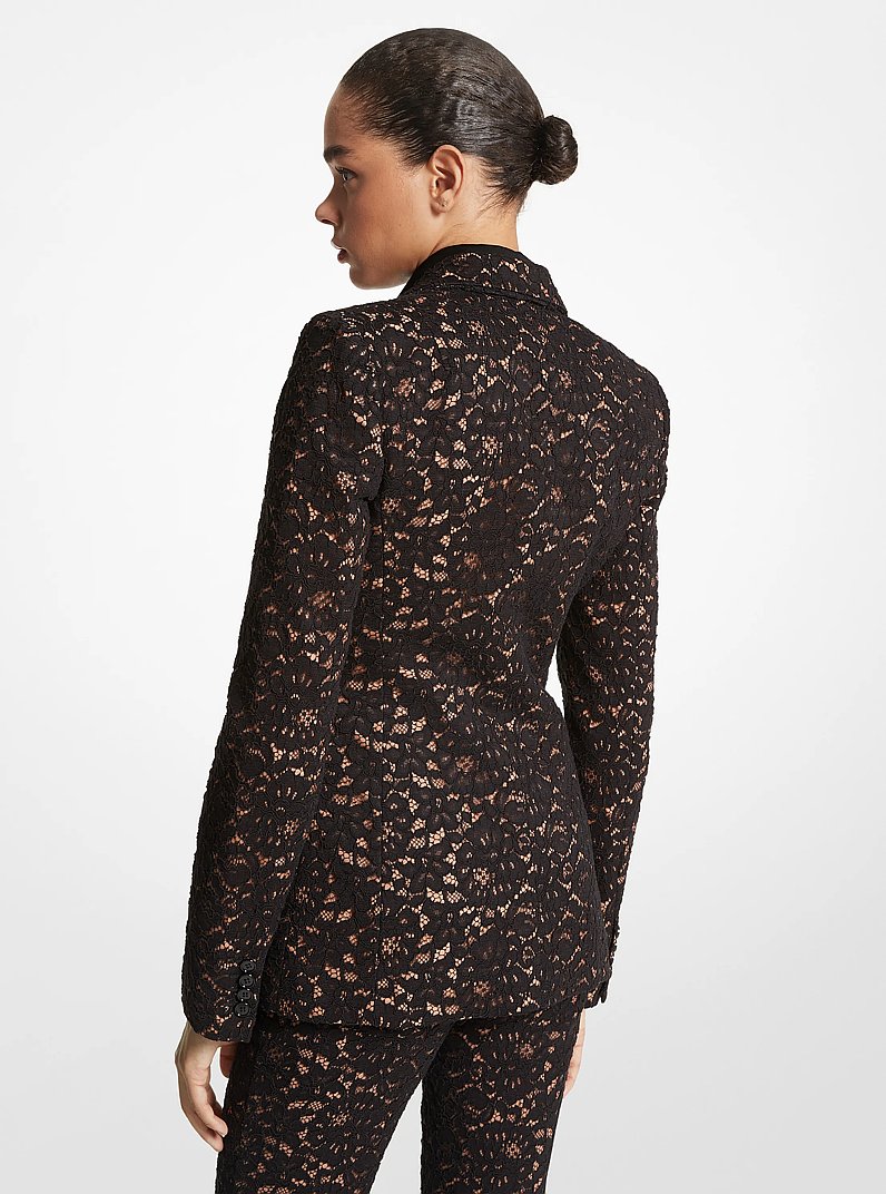 Georgina Corded Floral Lace Blazer in BLACK | Michael Kors