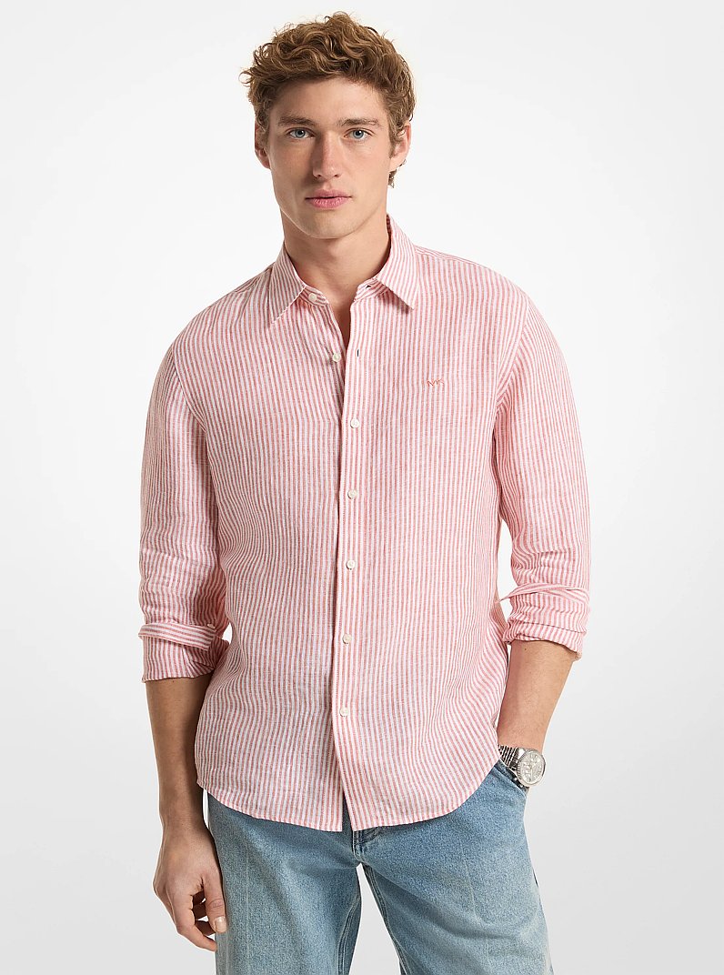 Striped Linen Shirt in MIMOSA | Michael Kors