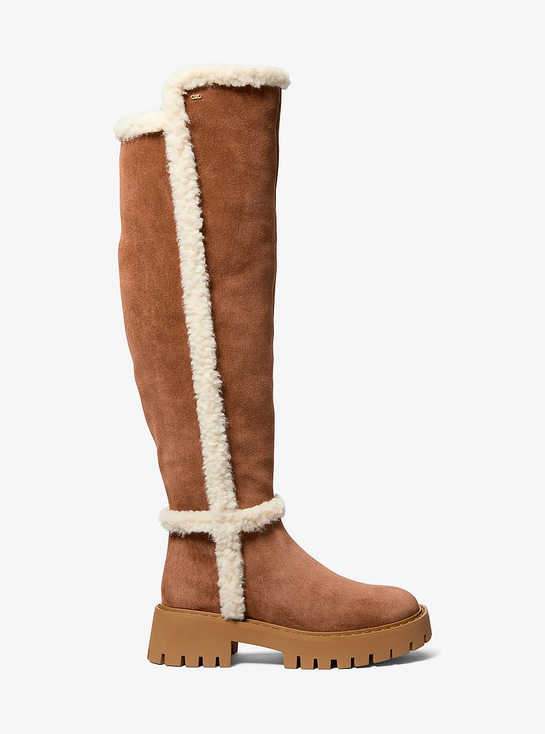 Asher Suede and Faux Shearling Boot in LUGGAGE | Michael Kors