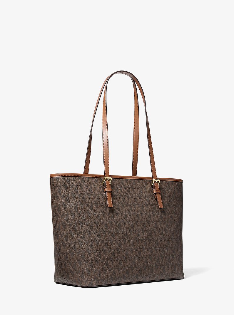 Borsa tote Jet Set con stampa logo e ciondolo in MARRONE/CUOIO | Michael Kors