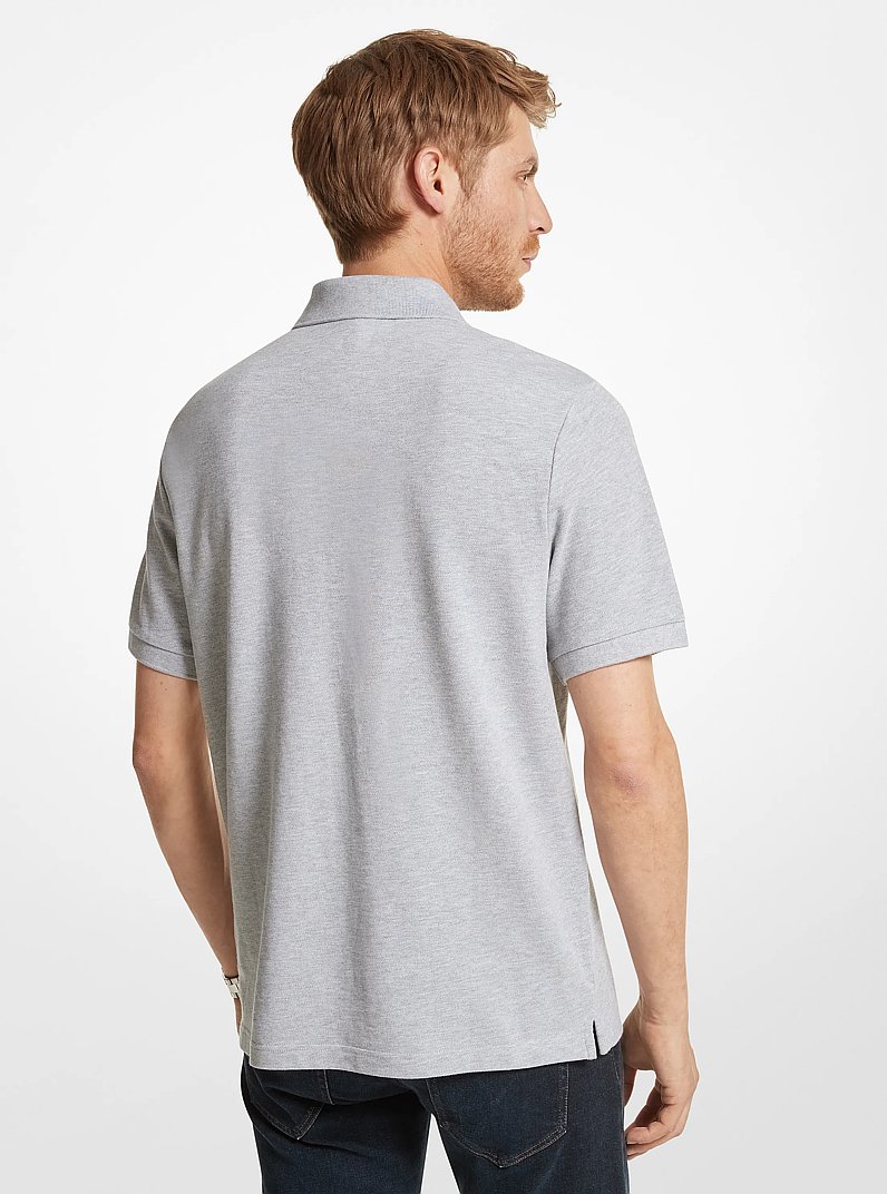 Cotton Half-Zip Polo Shirt in HEATHER GREY | Michael Kors