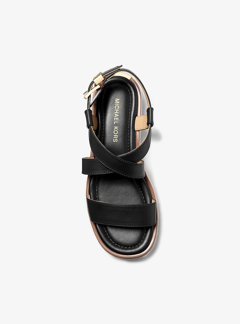 Lynn Leather Platform Espadrille Sandal in BLACK | Michael Kors