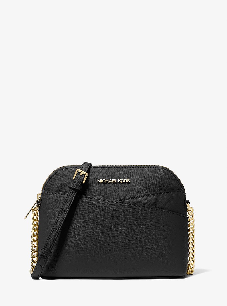 Jet Set Travel Medium Dome Crossbody Bag in BLACK | Michael Kors