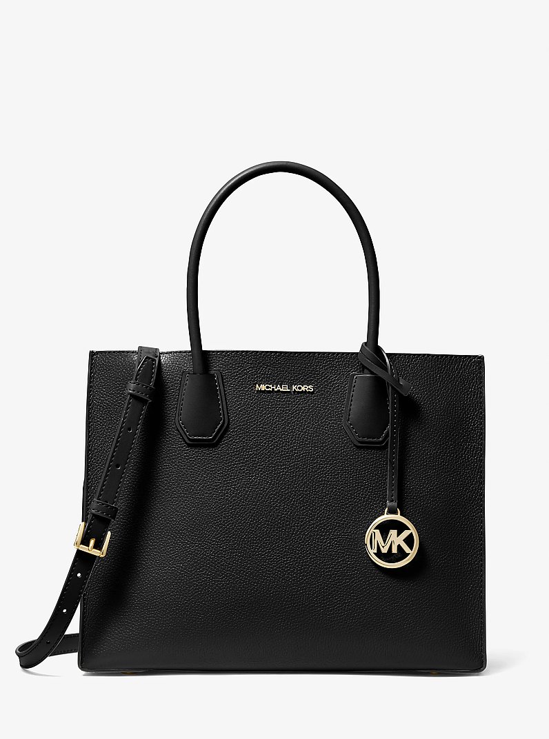 Bolso tote Mercer grande tipo acorde&oacute;n de piel granulada in NEGRO | Michael Kors