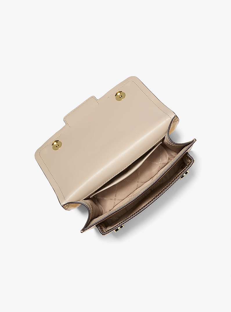 Heather Large Metallic Leather Shoulder Bag in PALE GOLD | Michael Kors