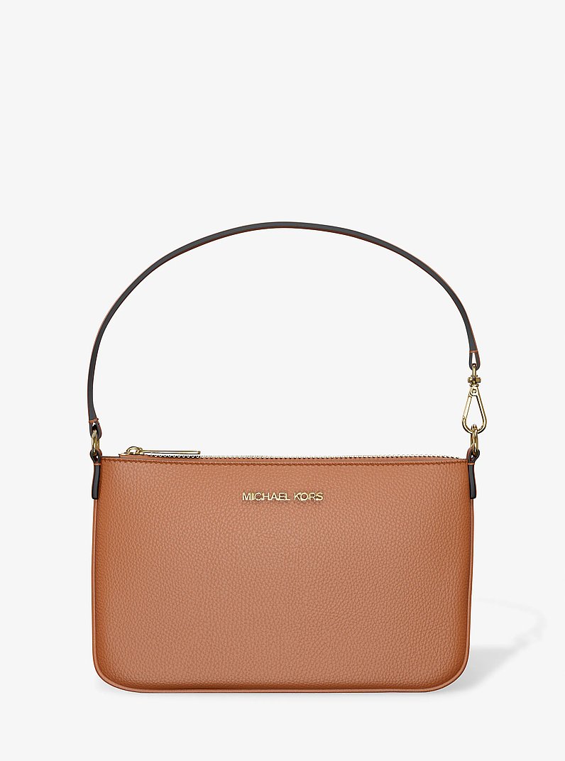 Jet Set Small Pebbled Leather Convertible Wristlet in LUGGAGE | Michael Kors