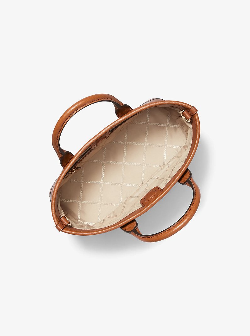 Luisa Small Pebbled Leather Satchel in LUGGAGE | Michael Kors