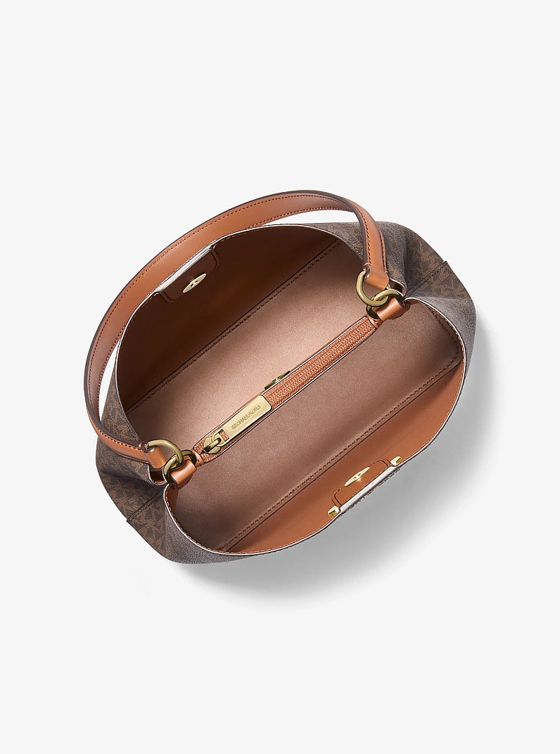 Bolso de hombro Pratt mediano con logotipo in MARR&Oacute;N | Michael Kors