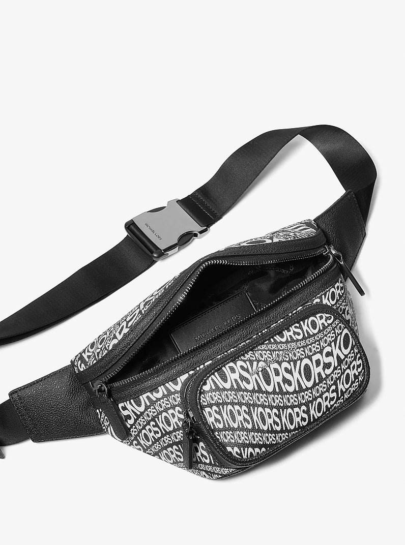 Hudson Graphic Logo Sling Pack in BLK/WHT MLTI | Michael Kors
