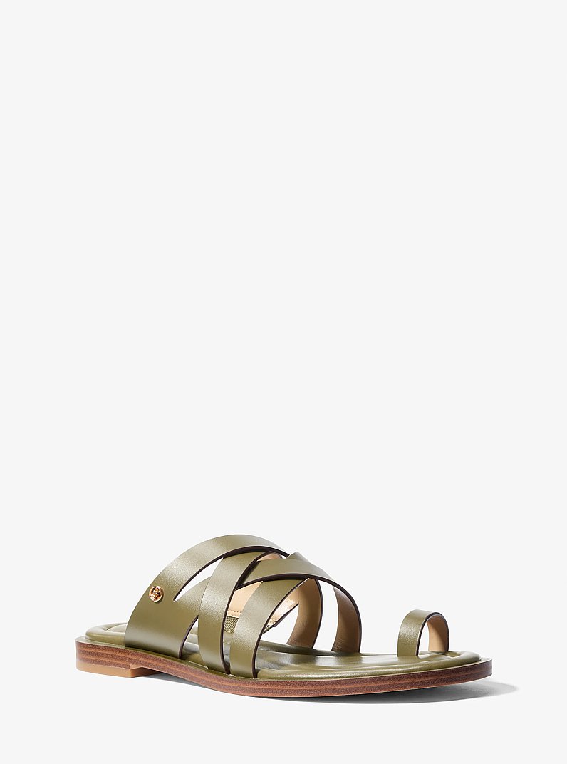 Nora Leather Sandal in SAFARI GREEN | Michael Kors