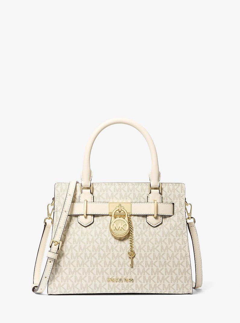 Bolso satchel Hamilton peque&ntilde;o con logotipo in CREMA CLARO MULTICOLOR | Michael Kors
