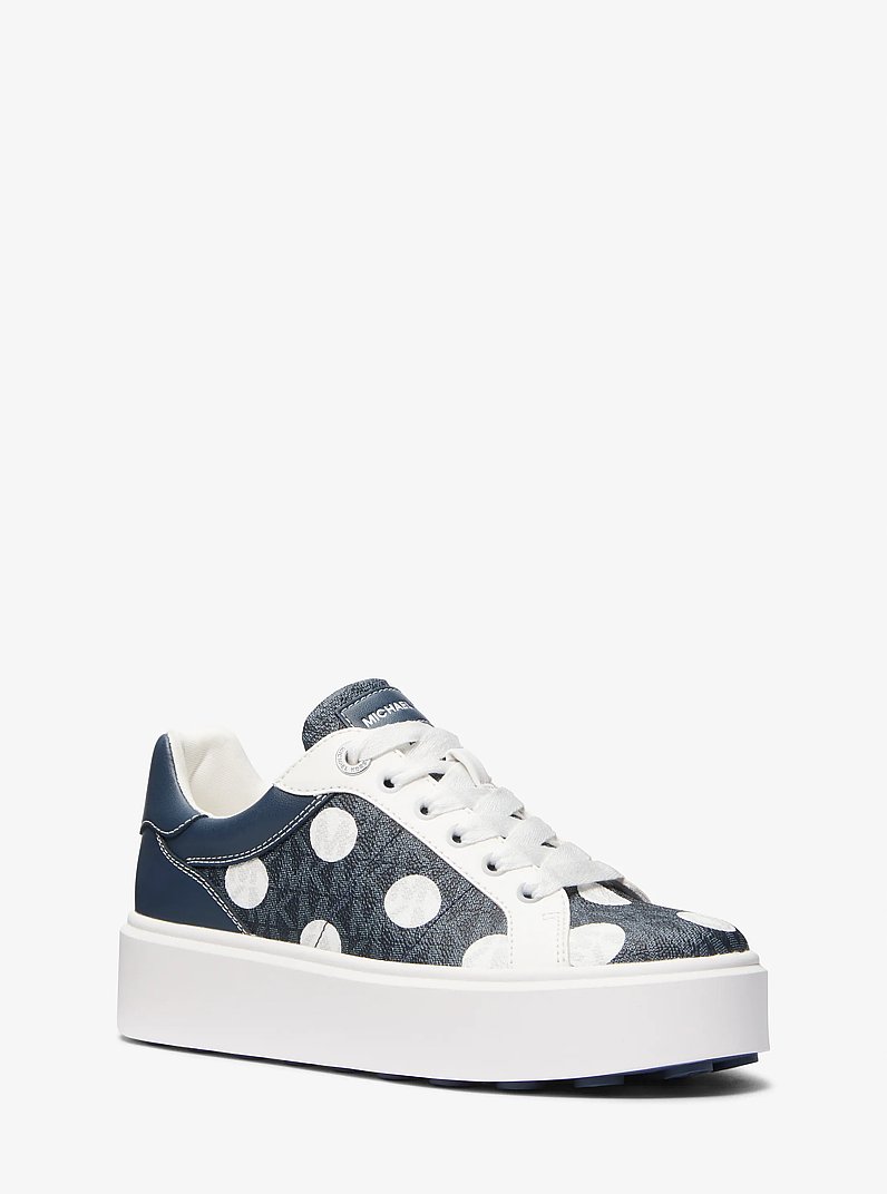 Romey Polka Dot Signature Logo Platform Sneaker in NAVY MULTI | Michael Kors